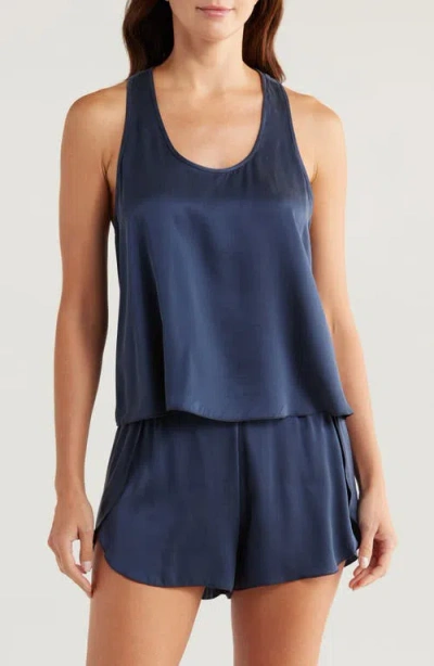Lunya Racerback Washable Silk Short Pajamas In Blue