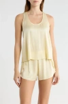 Lunya Racerback Washable Silk Short Pajamas In Metallic