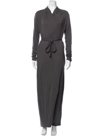 Pre-owned Lunya Raw-edge Trim Robe In Gray