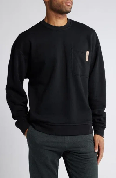 Lunya Reversible Cotton Blend Lounge Sweatshirt In Immersed Black