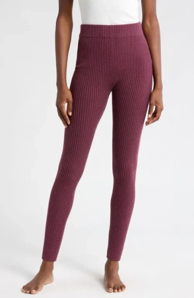 Lunya Rib Cozy Organic Cotton Blend Leggings In Brandied Plum