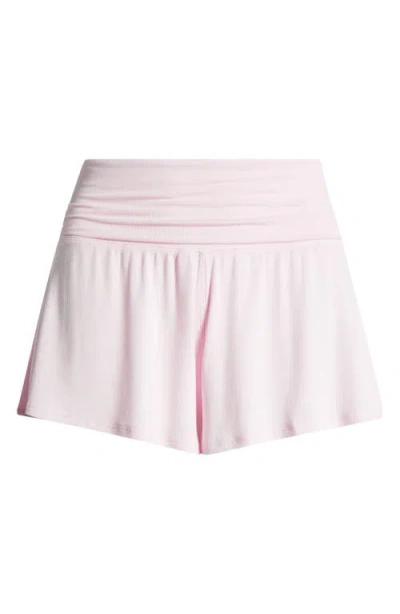 Lunya Rib Foldover Waist Pajama Shorts In Pink