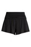 Lunya Rib Foldover Waist Pajama Shorts In Black