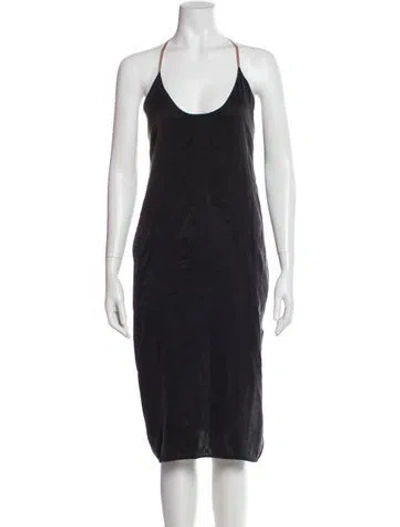 Pre-owned Lunya Scoop Neck Knee-length Dress In Gray