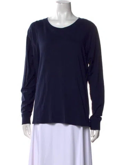 Pre-owned Lunya Scoop Neck Long Sleeve Sweatshirt In Blue