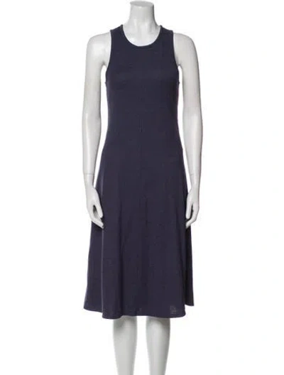 Pre-owned Lunya Scoop Neck Midi Length Dress In Blue