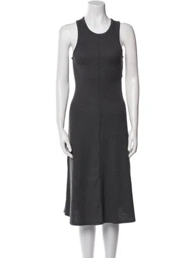 Pre-owned Lunya Scoop Neck Midi Length Dress In Gray