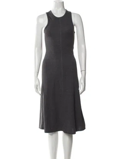 Pre-owned Lunya Scoop Neck Midi Length Dress In Gray