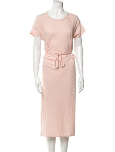 Pre-owned Lunya Scoop Neck Midi Length Dress In Pink