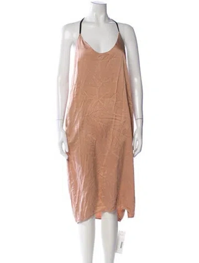 Pre-owned Lunya Scoop Neck Midi Length Dress In Pink