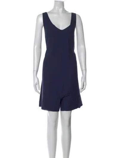 Pre-owned Lunya Scoop Neck Romper In Blue