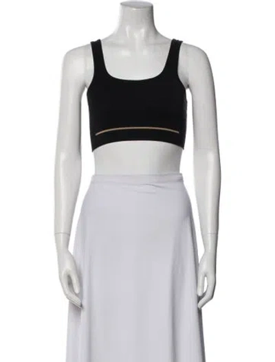 Pre-owned Lunya Scoop Neck Sleeveless Crop Top In Black