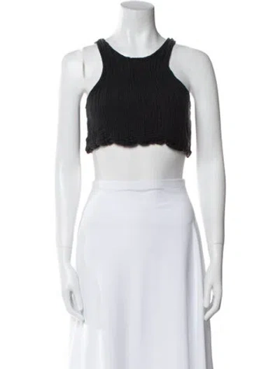 Pre-owned Lunya Scoop Neck Sleeveless Crop Top In Gray