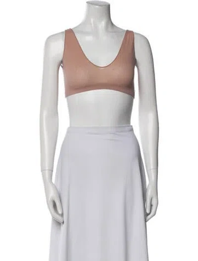Pre-owned Lunya Scoop Neck Sleeveless Crop Top In Neutral