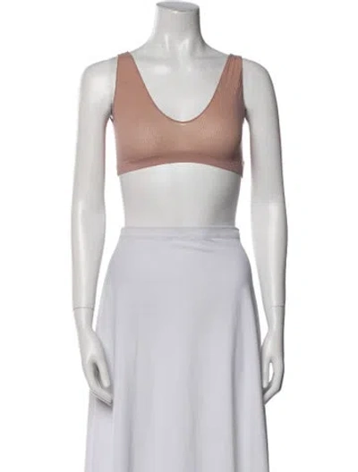 Pre-owned Lunya Scoop Neck Sleeveless Crop Top In Neutral