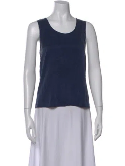 Pre-owned Lunya Scoop Neck Sleeveless Top In Blue
