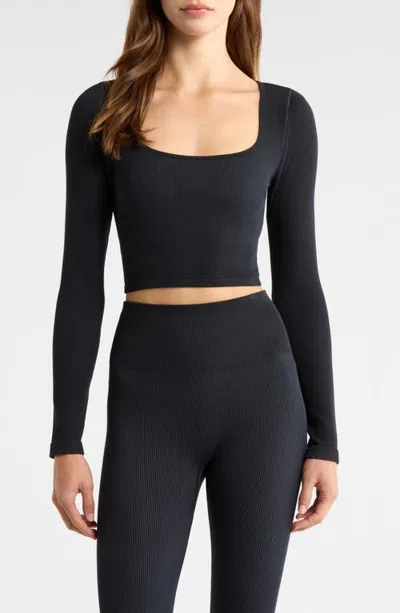 Lunya Seamless Modal Flow Long Sleeve In Black