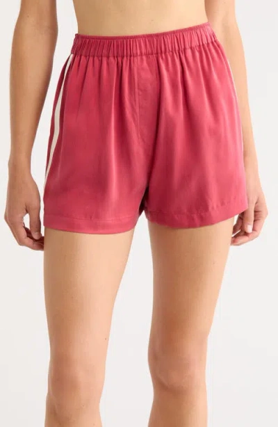 Lunya Side Stripe Silk Pajama Shorts In Pink