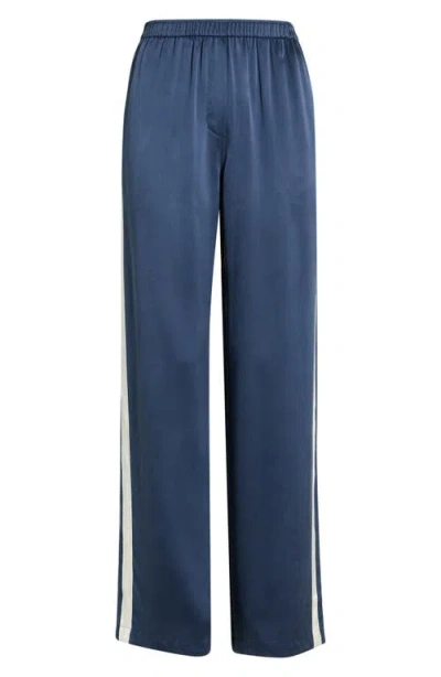 Lunya Side Stripe Washable Silk Pajama Pants In Blue