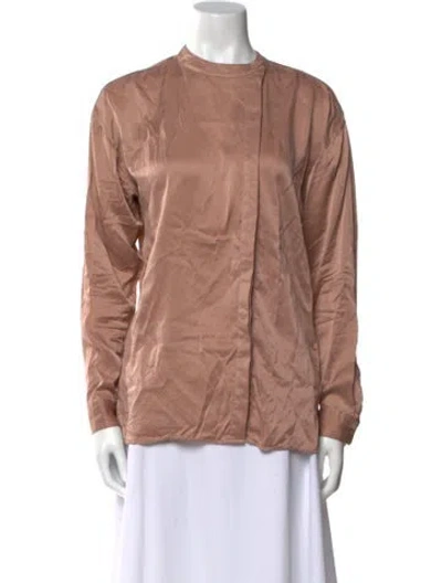 Pre-owned Lunya Silk Crew Neck Button-up Top In Neutral