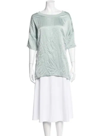 Pre-owned Lunya Silk Crew Neck Top In Green
