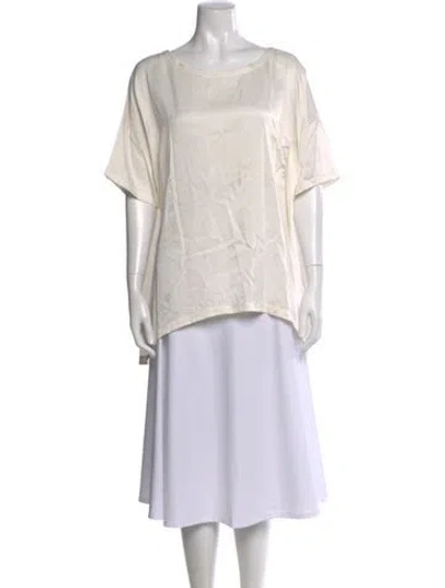 Pre-owned Lunya Silk Crew Neck Top In Neutral