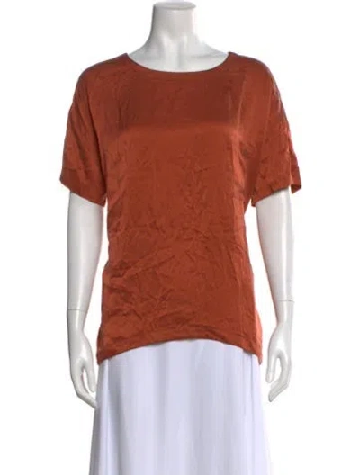 Pre-owned Lunya Silk Crew Neck Top In Orange