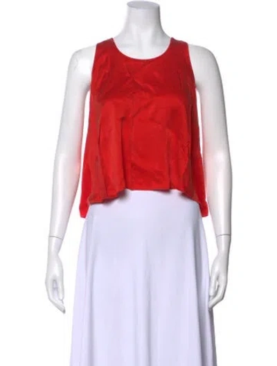 Pre-owned Lunya Silk Crew Neck Top In Red