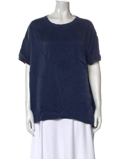 Pre-owned Lunya Silk Crew Neck T-shirt In Blue