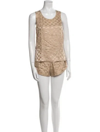 Pre-owned Lunya Silk Cutout Accent Short Set In Neutral