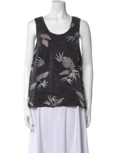 Pre-owned Lunya Silk Floral Print Top In Multi