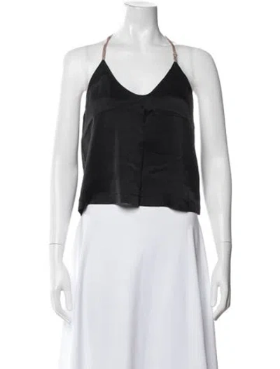 Pre-owned Lunya Silk Halterneck Crop Top In Black