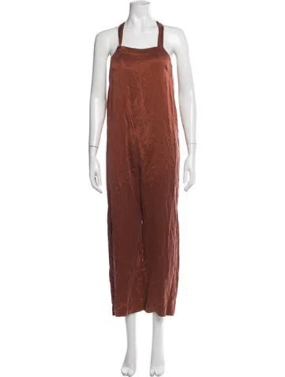 Pre-owned Lunya Silk Halterneck Jumpsuit In Pink