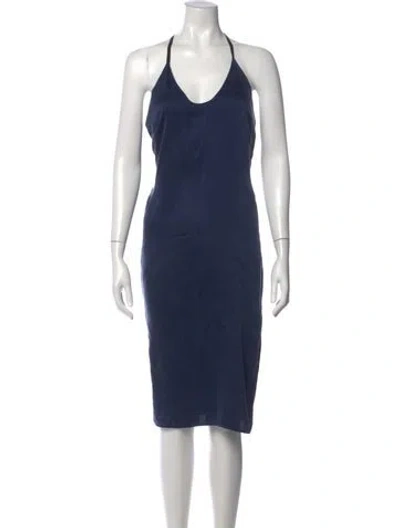 Pre-owned Lunya Silk Knee-length Dress In Blue