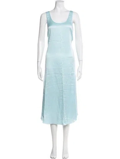 Pre-owned Lunya Silk Long Dress In Blue