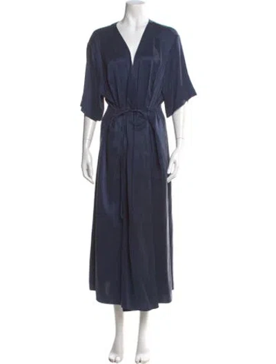 Pre-owned Lunya Silk Long Dress In Blue