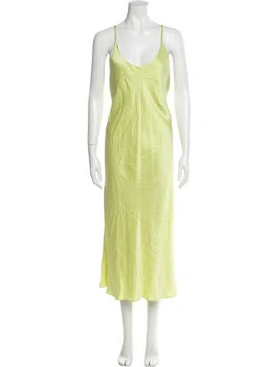 Pre-owned Lunya Silk Long Dress In Green