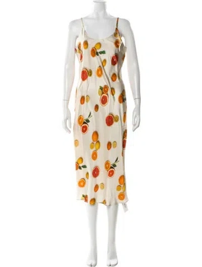 Pre-owned Lunya Silk Long Dress In Neutral