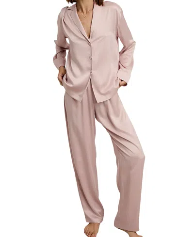 Lunya Silk Long Sleeve Pant Set In Pink