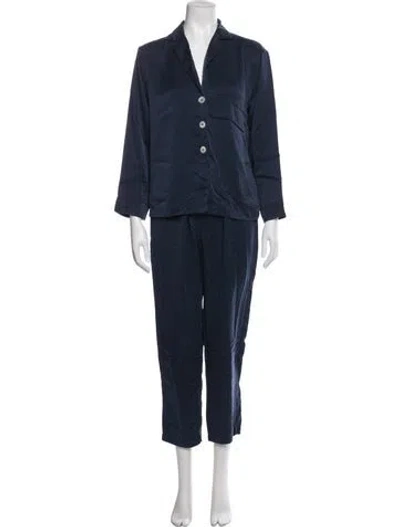 Pre-owned Lunya Silk Lounge Set In Blue