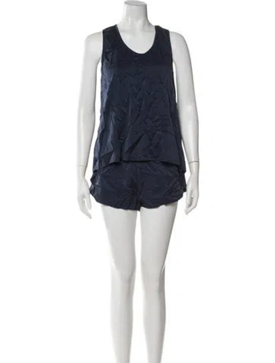 Pre-owned Lunya Silk Lounge Set In Blue