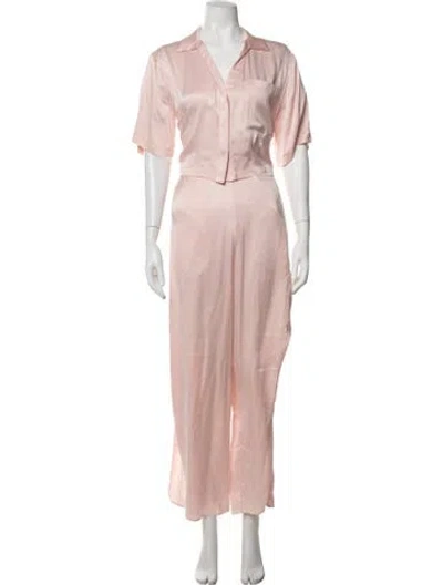 Pre-owned Lunya Silk Lounge Set In Pink