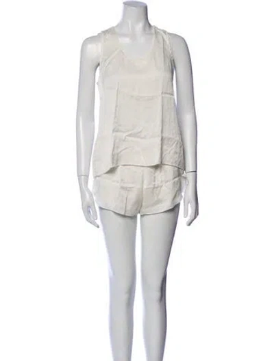 Pre-owned Lunya Silk Lounge Set In White