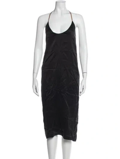 Pre-owned Lunya Silk Midi Length Dress In Black