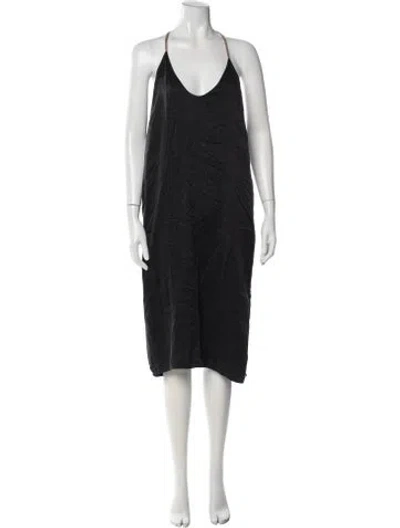 Pre-owned Lunya Silk Midi Length Dress In Black