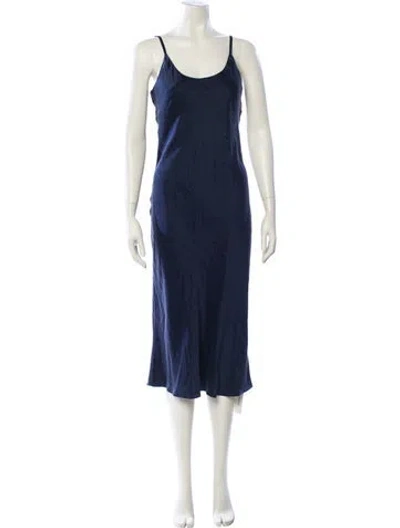 Pre-owned Lunya Silk Midi Length Dress In Blue