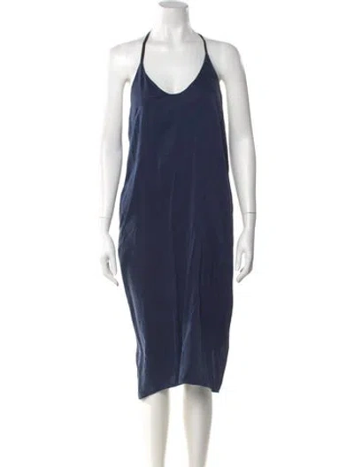 Pre-owned Lunya Silk Midi Length Dress In Blue