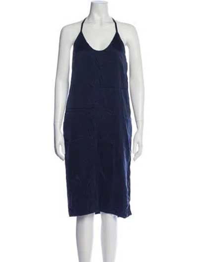 Pre-owned Lunya Silk Midi Length Dress In Blue