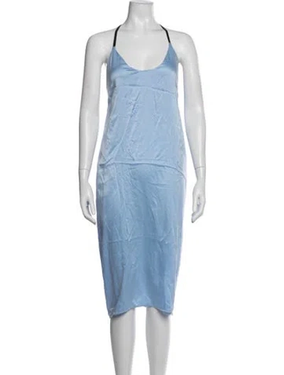 Pre-owned Lunya Silk Midi Length Dress In Blue