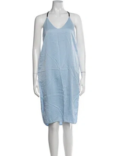 Pre-owned Lunya Silk Midi Length Dress In Blue
